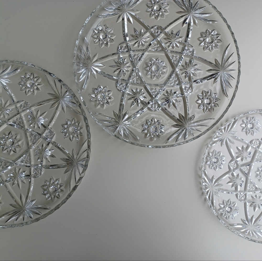 Vintage Anchor Hocking Star Of David Prescut Glass Plate 13.5" - Picture 4 of 15